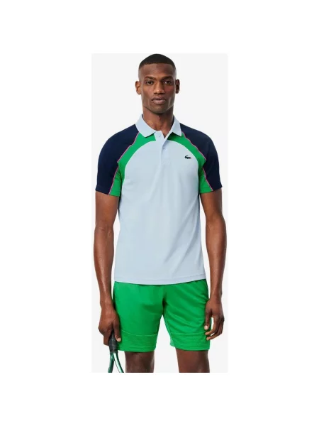 Koszulka tenisowa Lacoste Ultra Dry Colour-Block krótki rękaw zielona S niebieska