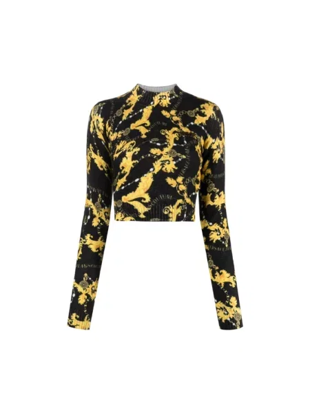 Top Versace Jeans Couture o skróconej długości czarny