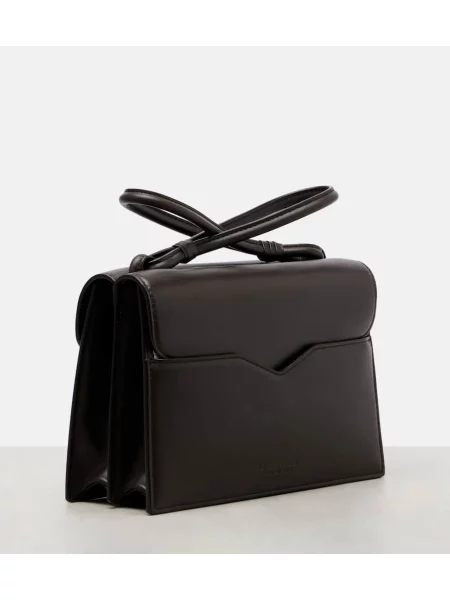 Kožená kožená taška Bottega Veneta hnedá