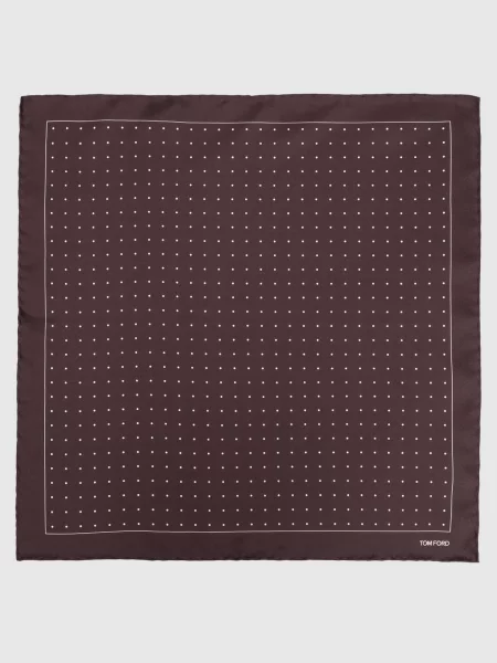 Шелковый платок Tom Ford в горошек коричневый