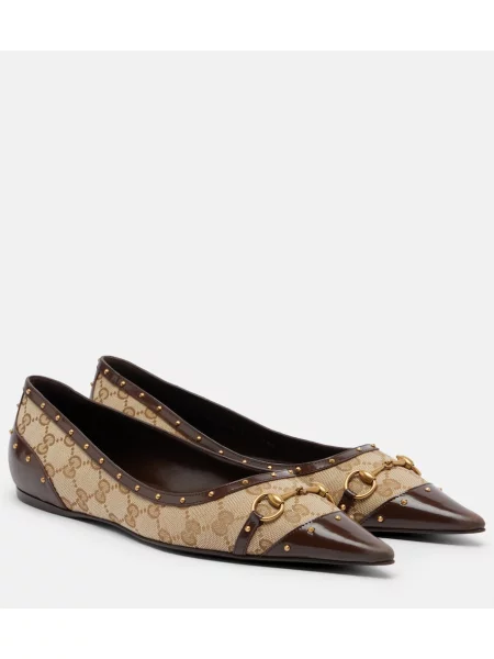 Balerini Gucci din piele maro
