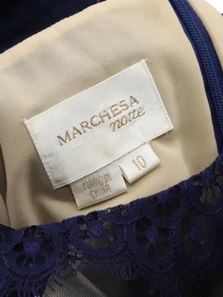 Κοστούμι μίντι φόρεμα Marchesa Notte με δαντέλα με μήκος μέχρι το γόνατο μπλε