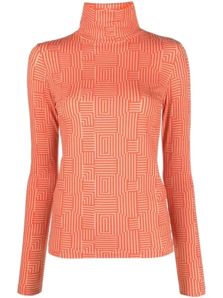 Bluzka Xacus w paski z nadrukiem czerwona