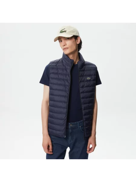 Lacoste Kamizelka Ze Stójką Pikowana granatowa