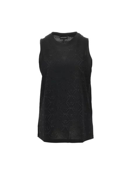 Top Emporio Armani na ramiączkach z dżetami czarny