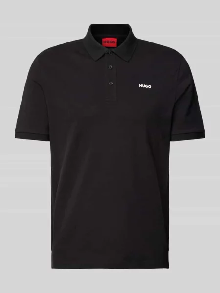 Koszulka polo z nadrukiem z logo model ‘Donos’ Hugo czarne