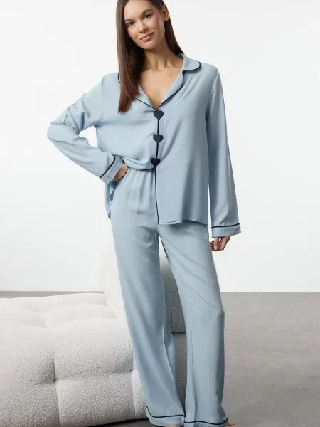 Trendyol Pidžama svijetloplava / tamno plava