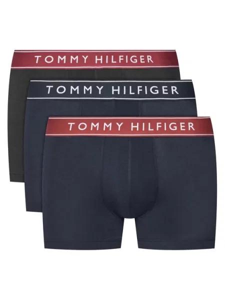 Bokserki Tommy Hilfiger Trunk Logo WB czarne czerwone 3 sztuki S białe