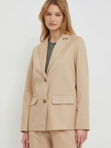Сако Pepe Jeans с едно копче с изчистен дизайн бежово