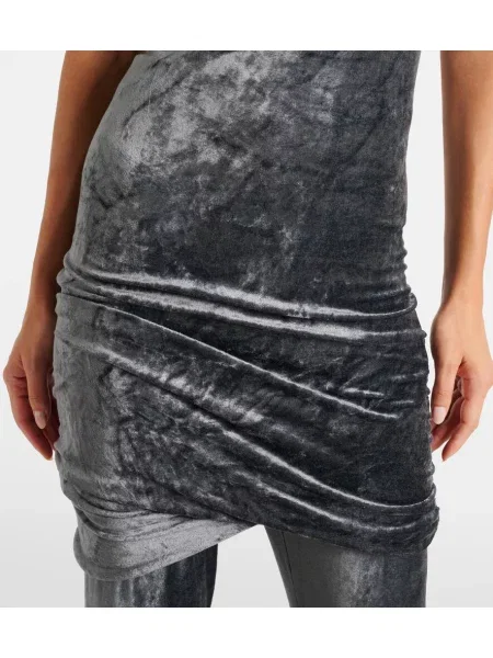 Rochie Rick Owens de catifea drapată albastru