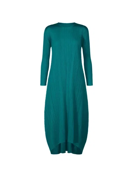 Rochie maxi Pleats Please Issey Miyake plisată până la genunchi de costum verde