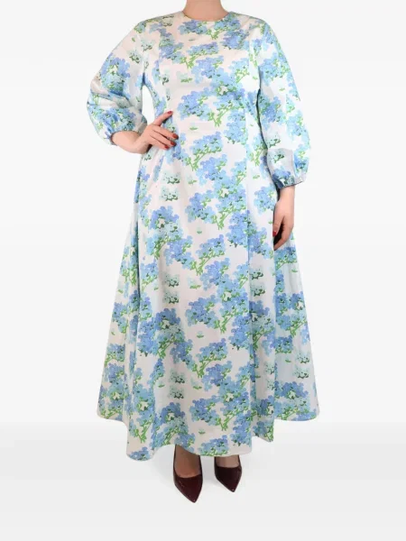 Rochie maxi Bernadette cu model floral cu imagine alb