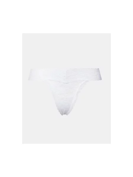 Chiloți tanga Guess din dantelă alb