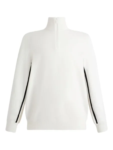 Pulover Fusalp cu dungi de jumătate de fermoar alb