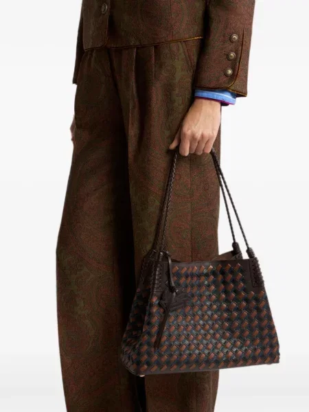 Geantă shopper Etro din piele maro