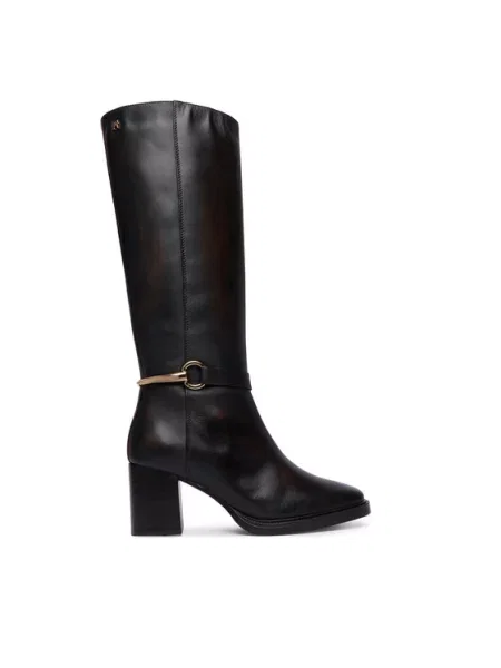 Tommy Hilfiger Kozaki Th Stud Heel Riding Knee Boot ciemny brązowy