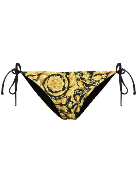 Bikini Versace z nadrukiem z dekoltem halter żółty