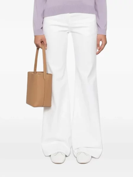 Pantaloni Brunello Cucinelli evazate cu autograf alb