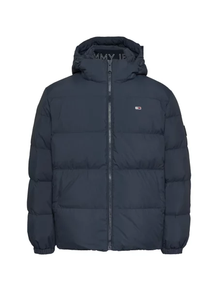 Kurtka jeansowa Tommy Jeans z kapturem z długim rękawem niebieska