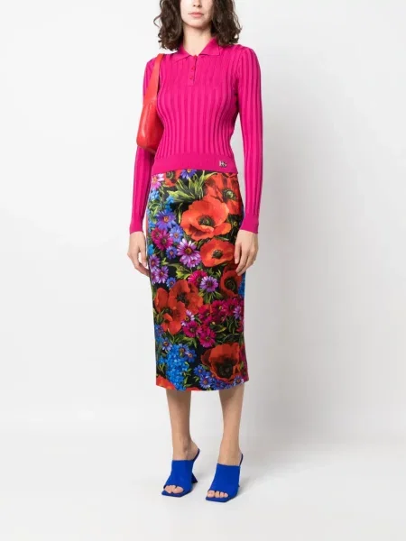 Briaunotas polo marškinėliai Dolce & Gabbana rožinė