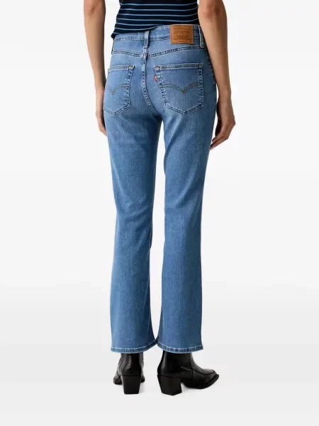 Pantaloni scurți din denim Levi's® din dantelă zdrențuiți cu talie înaltă albastru