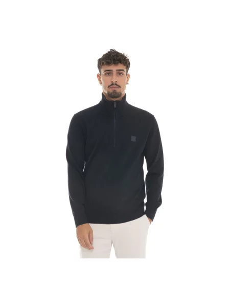 Sweter Boss z logo niebieski