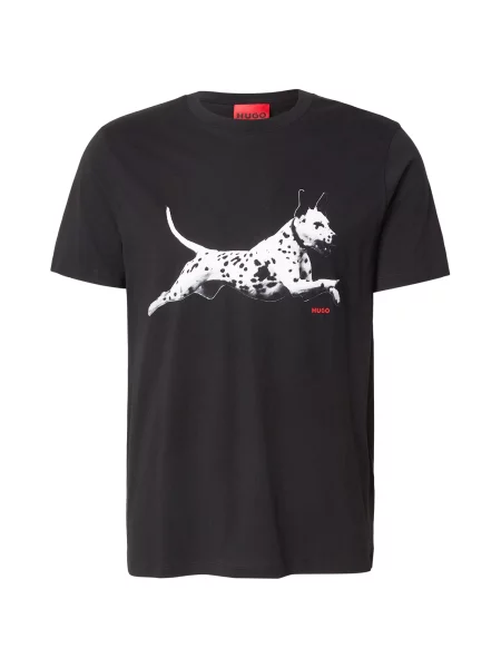 HUGO Tricou Dirunn negru alb