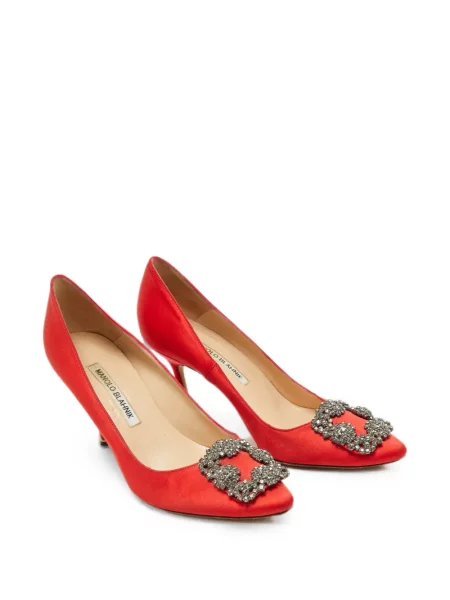 Pantofi cu toc Manolo Blahnik cu cataramă roșu