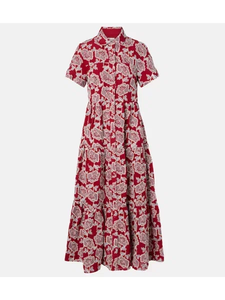 Rochie tip cămașă Erdem cu broderie bordo