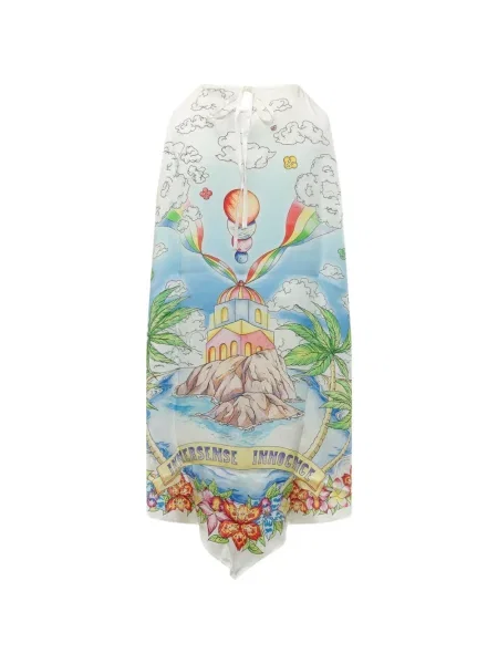 Rochie Casablanca cu imagine cu gât halter alb