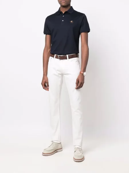 Siuvinėta polo marškinėliai Ralph Lauren Purple Label mėlyna