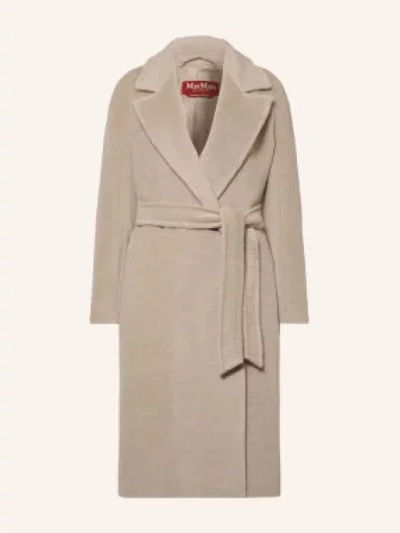 Max Mara Studio Kabát Giorno Z Alpaky béžová