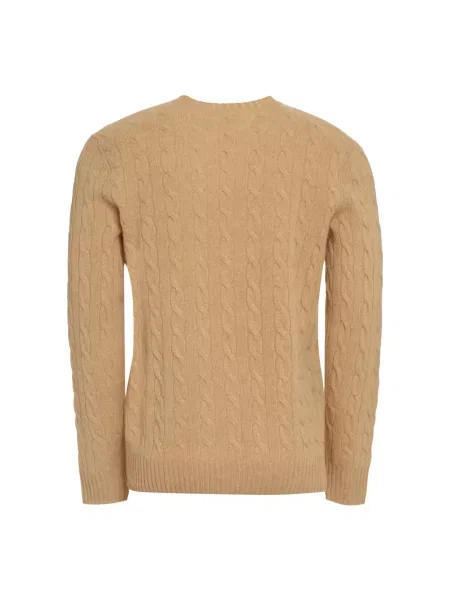 Sweter z dzianiny o kroju regular fit z mieszanki wełny i kaszmiru Ralph Lauren beżowy