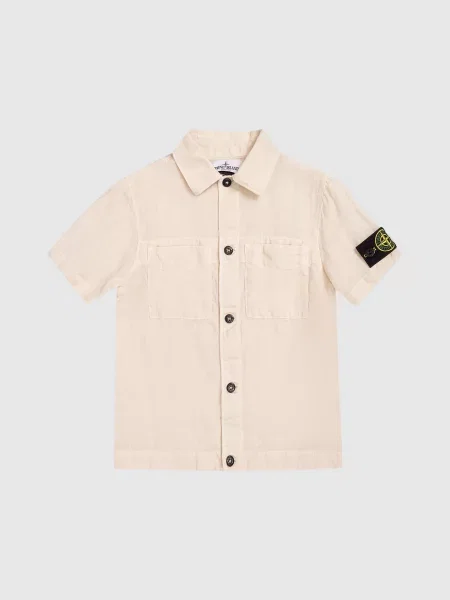 Дитяча сорочка з льону Stone Island бежева