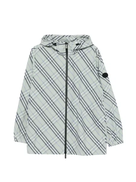 Geacă Burberry în carouri cu glugă verde
