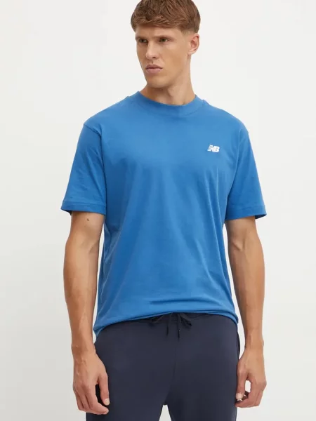 Тениска New Balance с изчистен дизайн синьо
