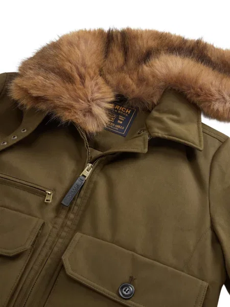 Gulerat geacă bomber Woolrich cu blană verde