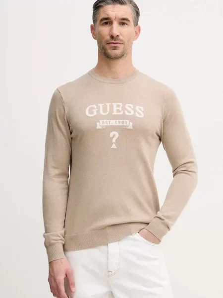 Пуловер с коприна Guess HAMMOND бежово
