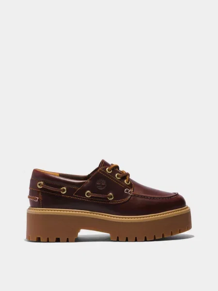 Кожаные мокасины Timberland в уличном стиле с камнями коричневые