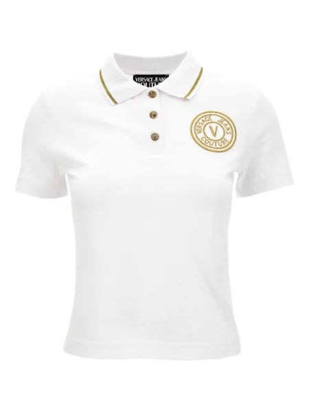 Polo Versace Jeans Couture cu broderie alb