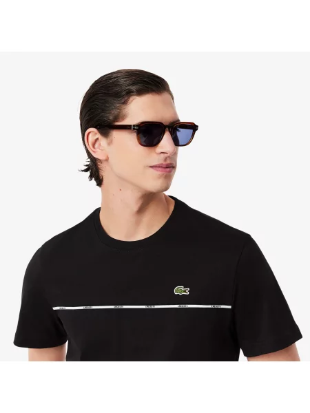 Lacoste T-Shirt Z Okrągłym Dekoltem Z Nadrukiem Regular Fit czarny