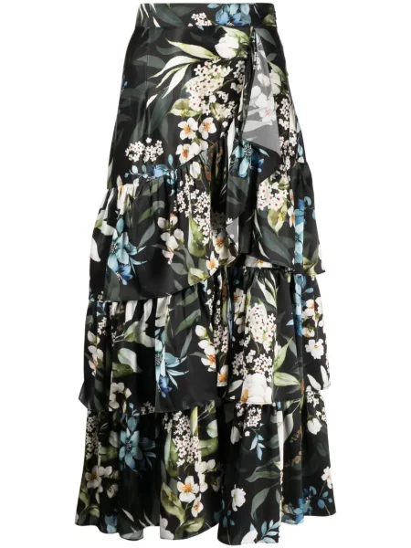 Fustă midi Bambah cu volane până la genunchi albastru