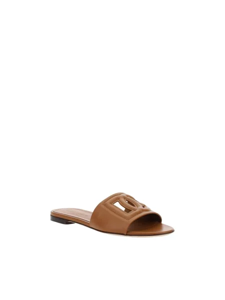 Klapki Dolce And Gabbana skórzane brązowe