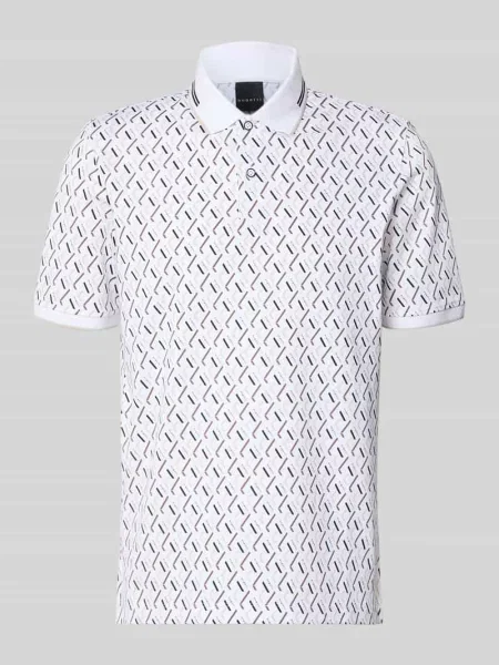 Koszulka polo o kroju slim fit we wzorze na całej powierzchni Bugatti białe
