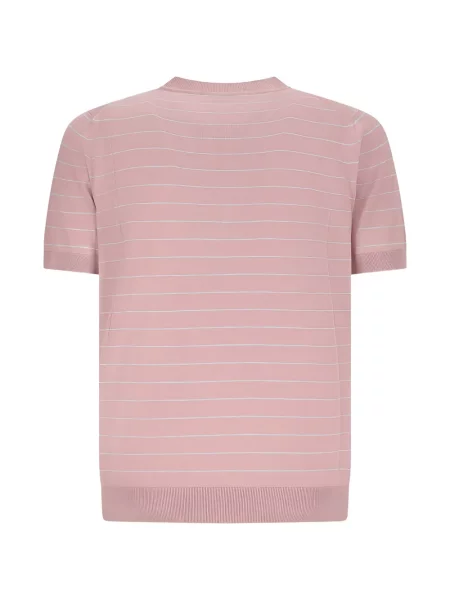 Tricou Lardini cu dungi scurt roz