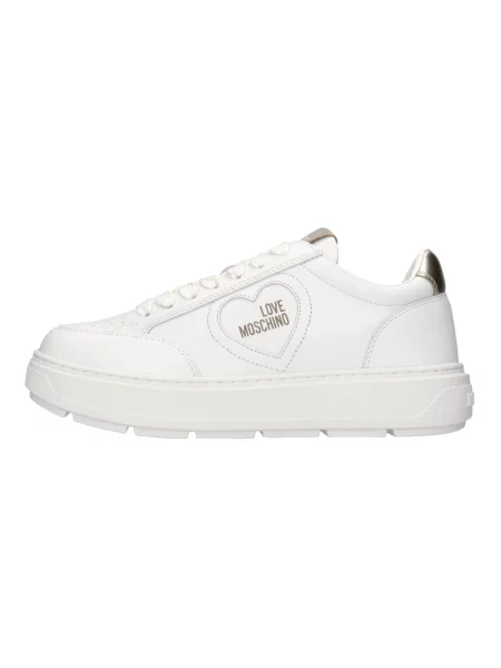 Sneakersy Love Moschino skórzane z logo białe
