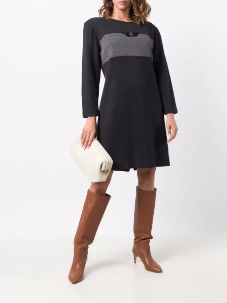 Dlouhé oblekové maxi šaty Ferragamo Pre-owned šedé
