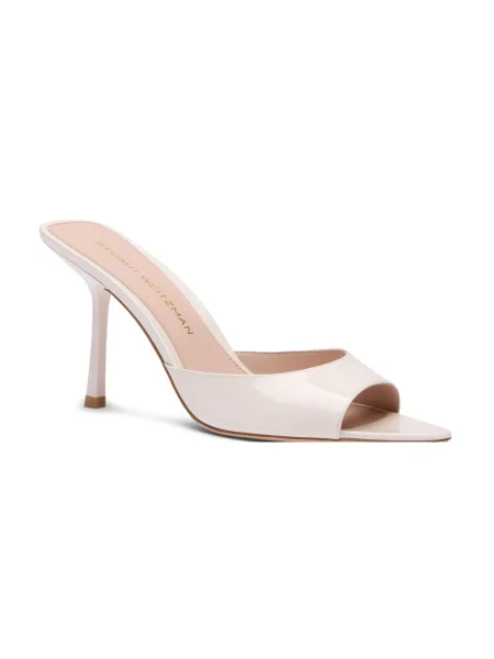 Klapki mules Stuart Weitzman skórzane beżowe