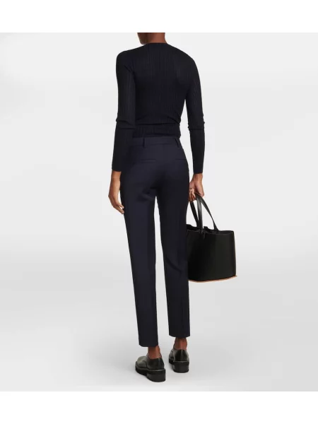 Pantaloni Gabriela Hearst cu talie înaltă de lână albastru