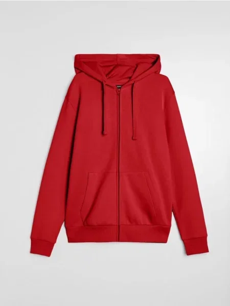 Sinsay Rozpinana bluza z kapturem czerwony